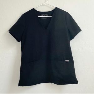 Figs Short Sleeve Black Top Two Front Pockets Size Medium